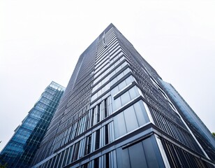 Obraz premium modern office building with white background showing corporate architecture