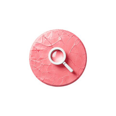 Pink search button with magnifying glass icon for app, web, and UI design, isolated on transparent backgroun