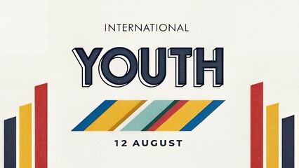 International youth day graphic with bars and stripes on an off white background design poster