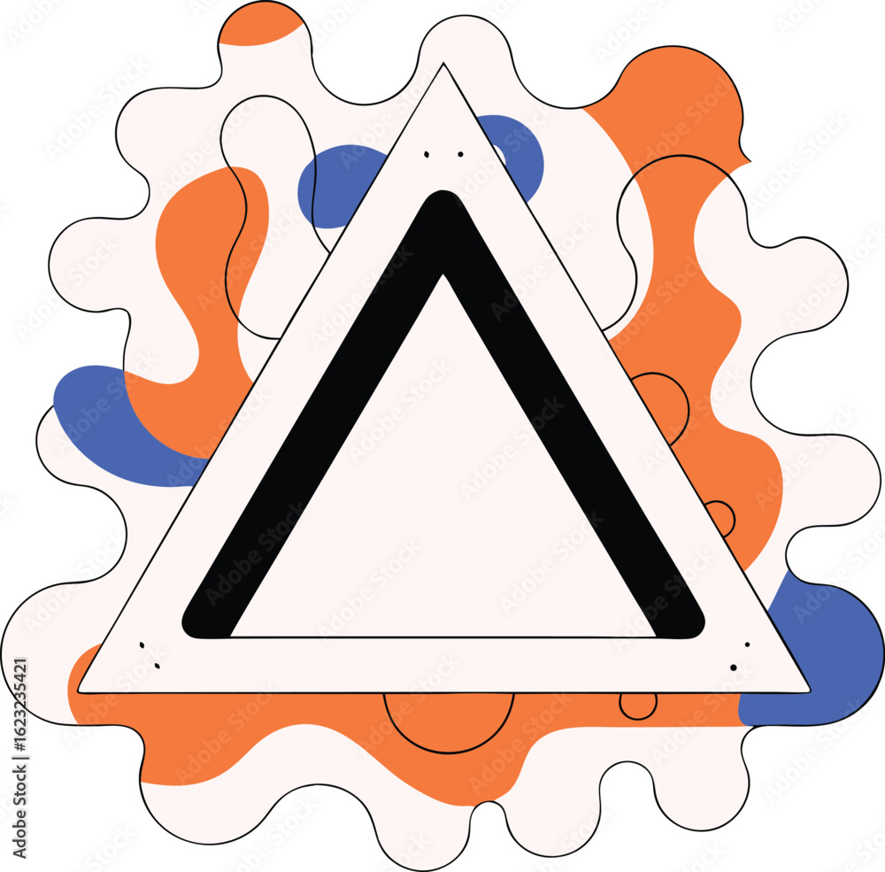 Aufkleber abstract geometric design with bold colors and a central triangle on a transparent background