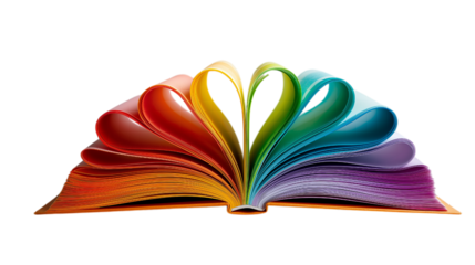 Open Book Pages Heart Shape Rainbow Colors Reading