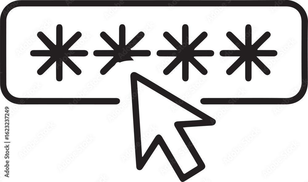 Poster computer cursor clicking on a password field with asterisks