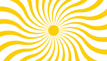 Retro groovy sun in bold yellow with wavy rays spreading from the center.