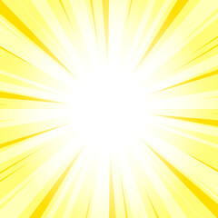 Abstract Golden Yellow Sunburst Background with Glowing Light Rays. Yellow Glowing Effect Sunburst Background for Presentation, Banner, Poster, Flyer, Sales. Pop Art Background for Summer Themes.