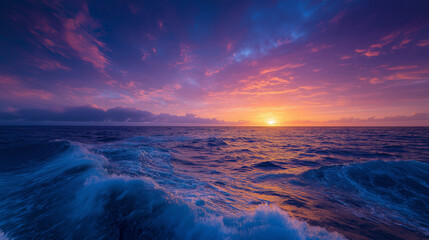 Ocean Sunset Blending with Vast Sky in Tranquil Harmony
