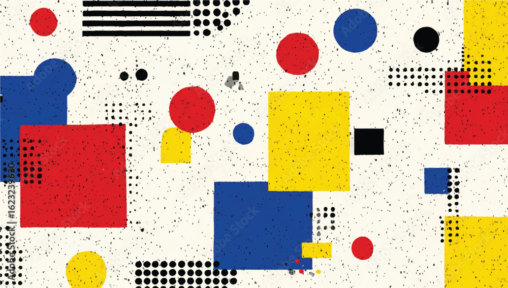 Poster abstract geometric seamless pattern in primary colors retro graphic design background for modern art
