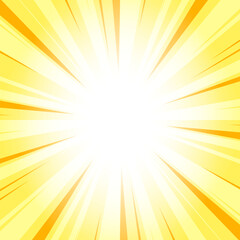 Abstract Honey Yellow Sunburst Background with Glowing Light Rays. Yellow Glowing Effect Sunburst Background for Presentation, Banner, Poster, Flyer, Sales. Pop Art Background for Summer Themes.