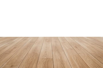 Wooden plank floor with empty space on top, natural light brown wooden texture background, ideal for product display, presentations, mockup design, or advertising template with copy space