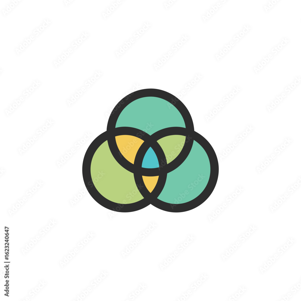 Poster vector art of abstract venn diagram with overlapping circles and blended colors
