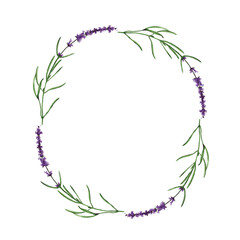 Floral Frame with Watercolor Lavender Flowers