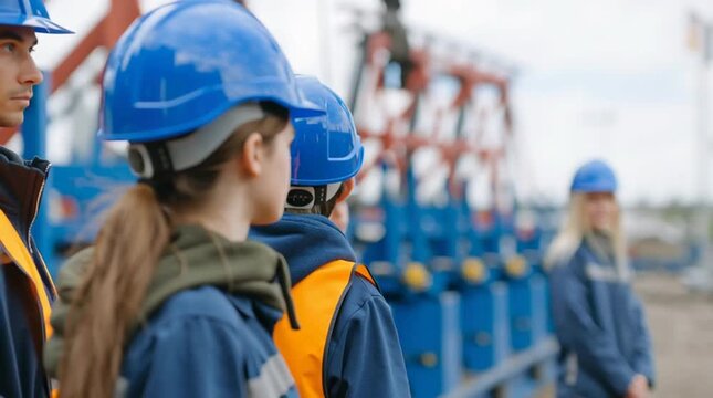 Young workers learn about safety protocols in a construction training session