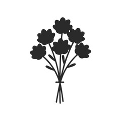 Obraz premium Minimalist black flower bouquet silhouette on white background
