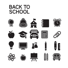 Back to School Icon Set Black and White Education Elements for Design and Creative Projects Celebrating Learning