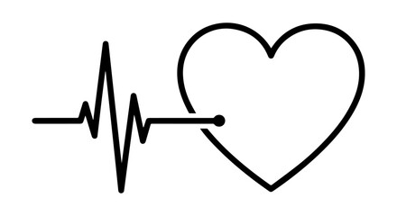 Heart and heartbeat symbol isolated on transparent or white background, vector illustration.