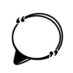 black circle speech bubble frame and quotation marks