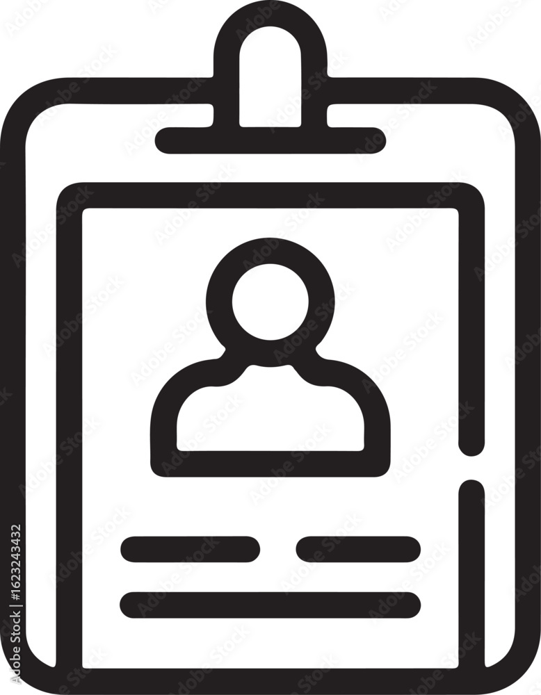 Poster simple outline icon of an identification card with photo and text fields