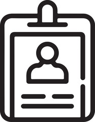 Simple outline icon of an identification card with photo and text fields
