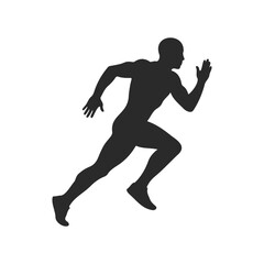 Fototapeta premium Silhouette of athletic male runner in motion on white background