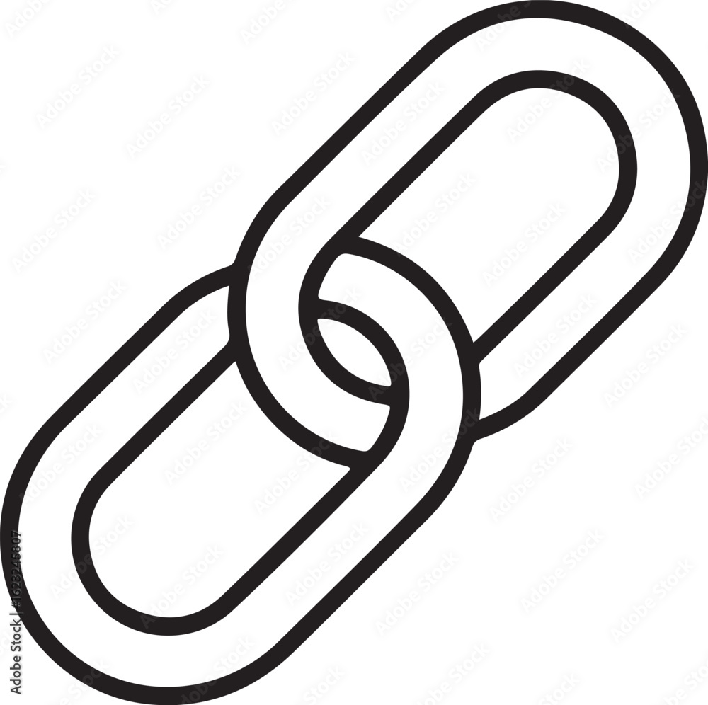Poster simple outline of two interlocking chain links symbolizing connection and strength