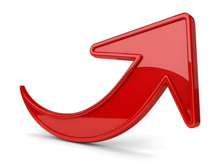 Red glossy arrow pointing upwards and forwards image