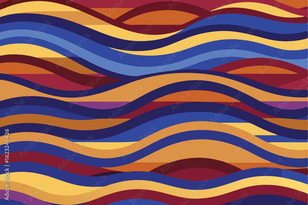 Poster colorful abstract wavy pattern illustration with multiple layers and various shades