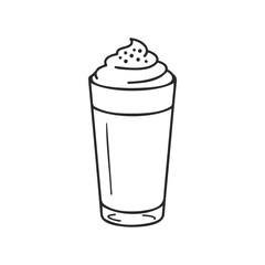 Outline of a whipped cream coffee beverage in a tall glass