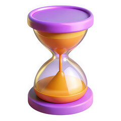 Cartoon hourglass sand timer isolated on transparent background