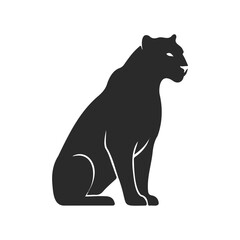 Fototapeta premium Silhouette of a sitting panther on white background: elegant and mysterious wildlife illustration