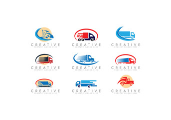 Transportation and Logistics Logo Set, Truck icon, Express delivery company logo vector design