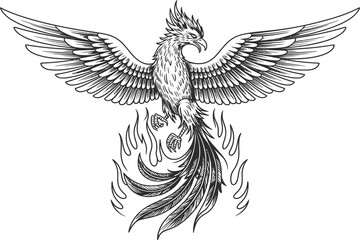 Obraz premium Phoenix rising from flames bird mythical