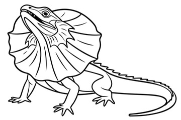 coloring page line art the frilled lizard black vector