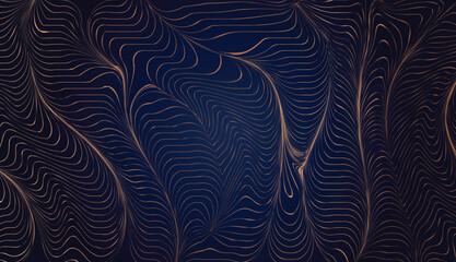 abstract crooked creeper line pattern vector illustration design, isolated line wavy luxury on dark blue background.