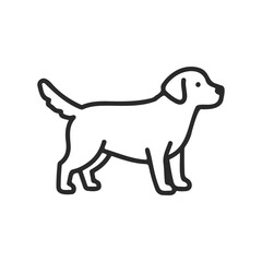 Outline of a labrador retriever dog in standing position on white background