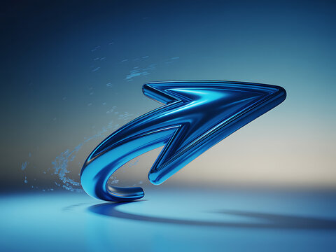 Shiny Blue Arrow Emerging from Water Splash metallic - Powered by Adobe