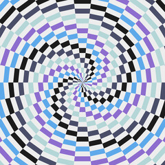 Retro sunburst or sunbeam swirl with colorful pixelated style in icy winter design