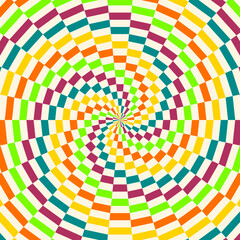 Retro sunburst or sunbeam swirl with colorful pixelated style in summer design
