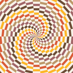 Retro sunburst or sunbeam swirl with colorful pixelated style in autumn design