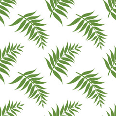 Fototapeta premium Pattern for fabric. Grass, green leaf. Pattern of green leaves on a white background.