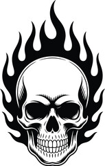 Skull With Flames Illustration fire death