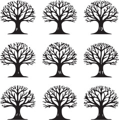 Obraz premium Collection of Bare Tree Silhouettes