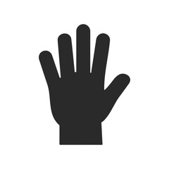 Obraz premium Black silhouette of raised human hand on white background