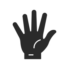 Obraz premium Silhouette of a raised palm hand gesture symbol on white background