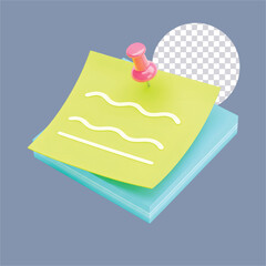 sticky note paper with push pin