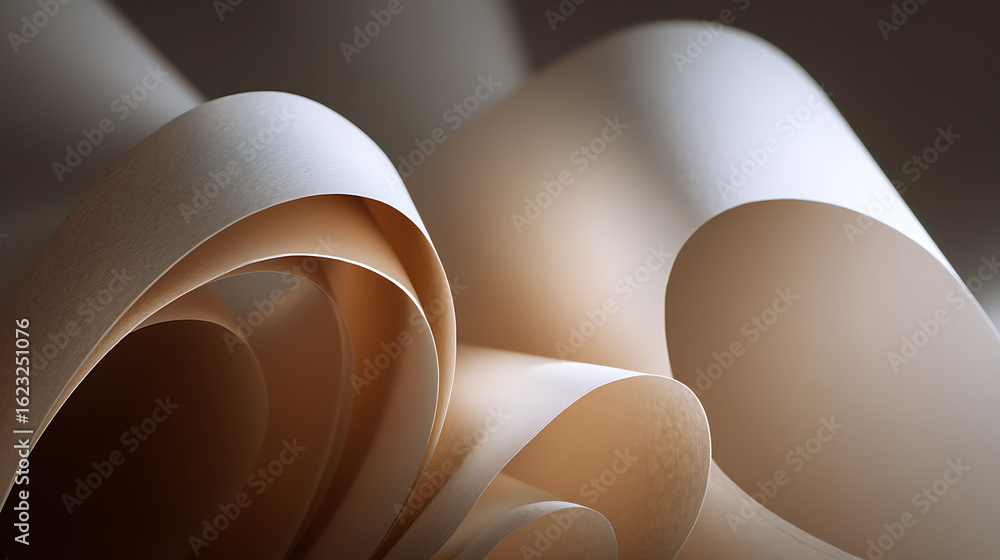 Poster abstract paper curves with soft light and shadow image