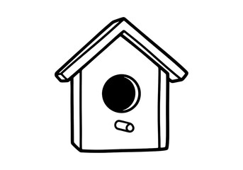 3d icon of simple birdhouse isolated on transparent background