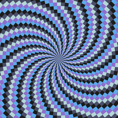 Retro sunburst or sunbeam swirl with colorful pixelated style in icy winter design