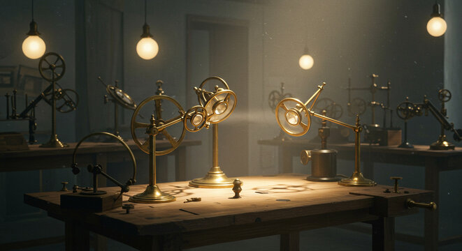 Vintage Laboratory Setup of Experiment with Interferometer