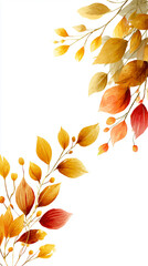 An elegant autumn card mockup featuring vintage leaf motifs and serifs, creating a dynamic, floating effect. Perfect for luxury branding or nostalgic autumn promotions. The composition looks light, cl
