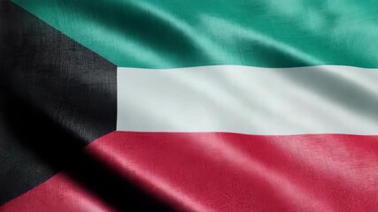 Waving Kuwaiti Flag animation, symbolizing national pride, independence day celebrations, and cultural heritage in the Middle East region.