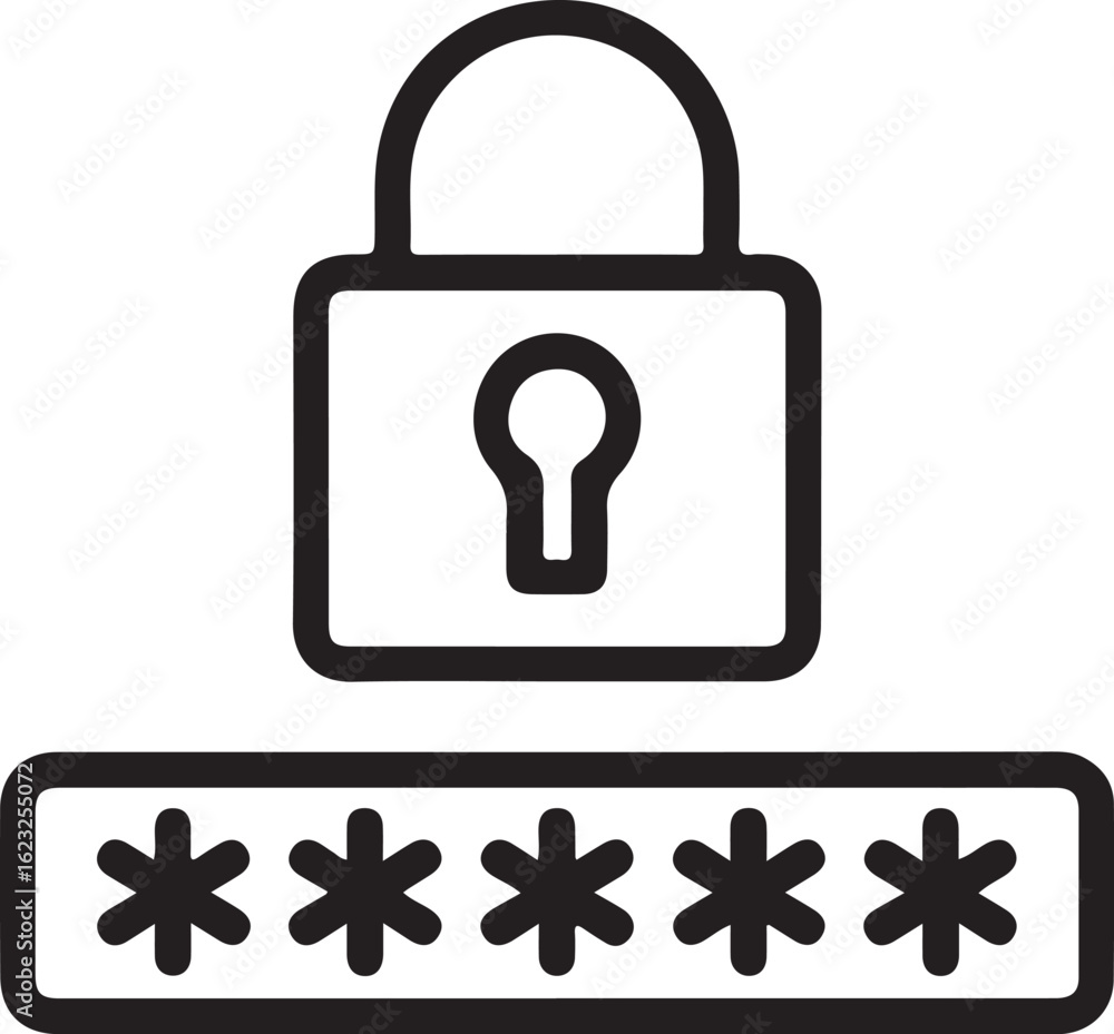 Aufkleber secure password entry with a locked padlock icon and asterisks